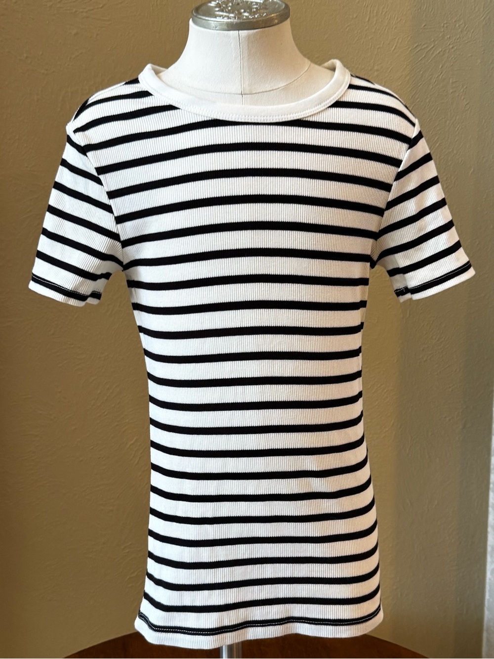 H&M Black & White Striped Short Sleeve Tee